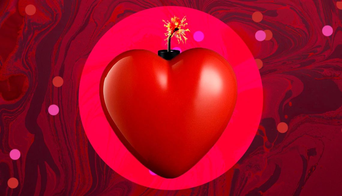 A love bomb A heart with a lit dynamite fuse up top