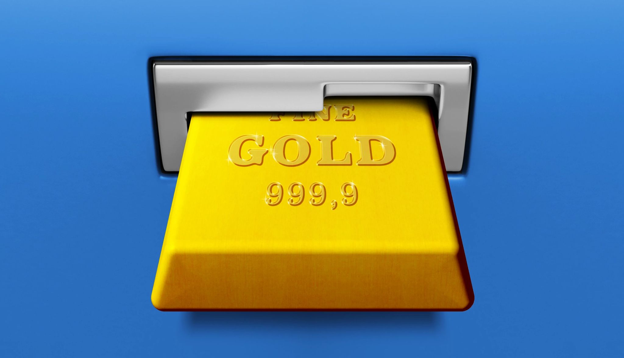 Scammers want gold bars a gold bar is sticking halfway out of an ATM card reader
